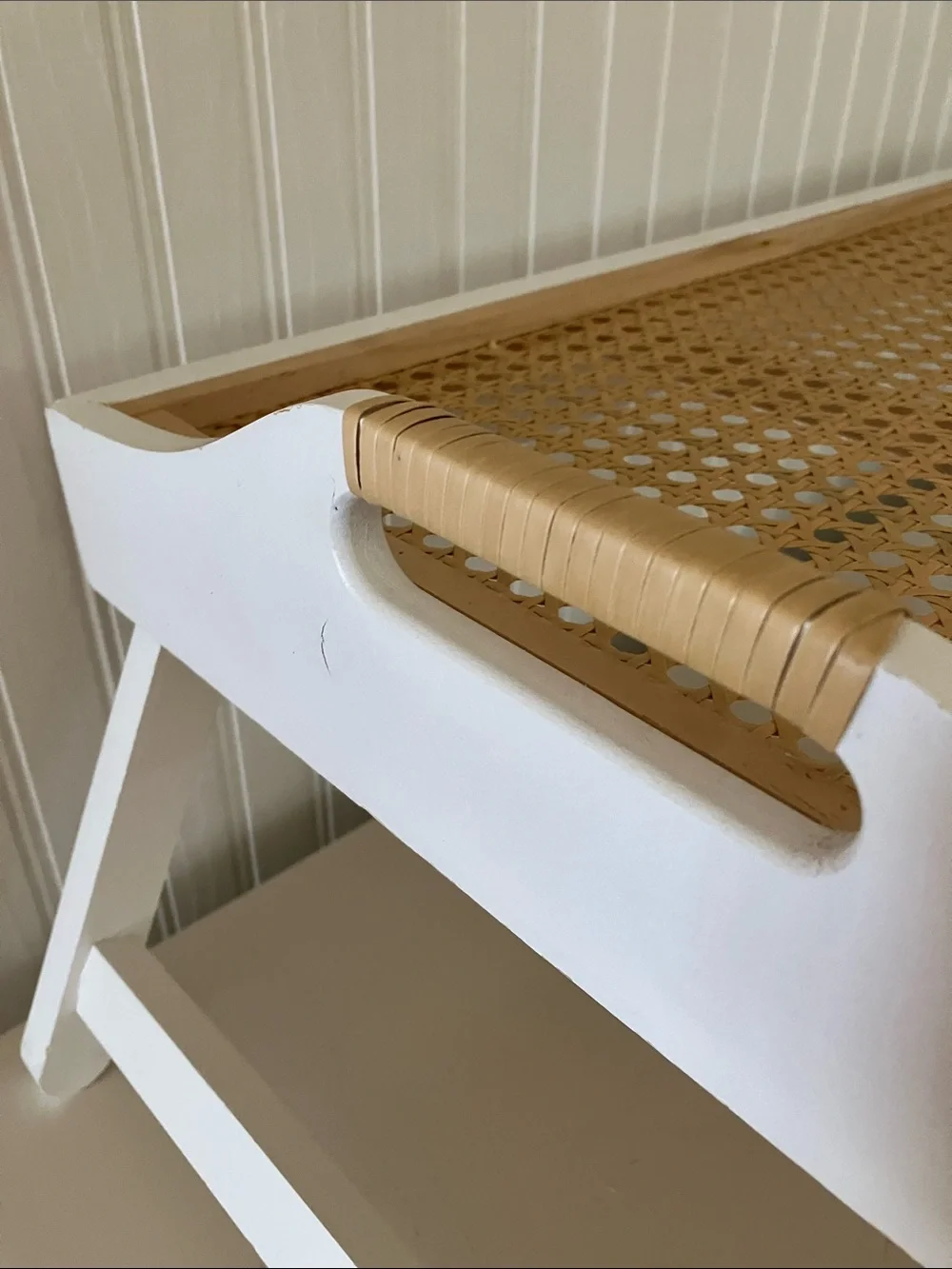 White and Natural Cane Serving Tray - Brand Unspecified